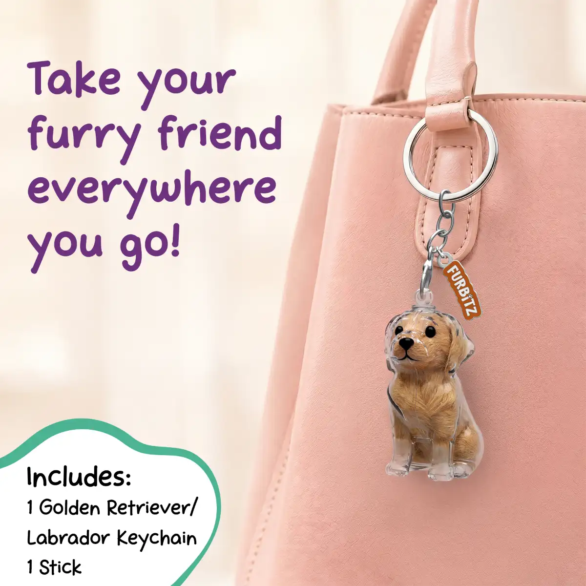 Furbitz  - Golden Retriever & Labrador Fur Keepsake Keychain