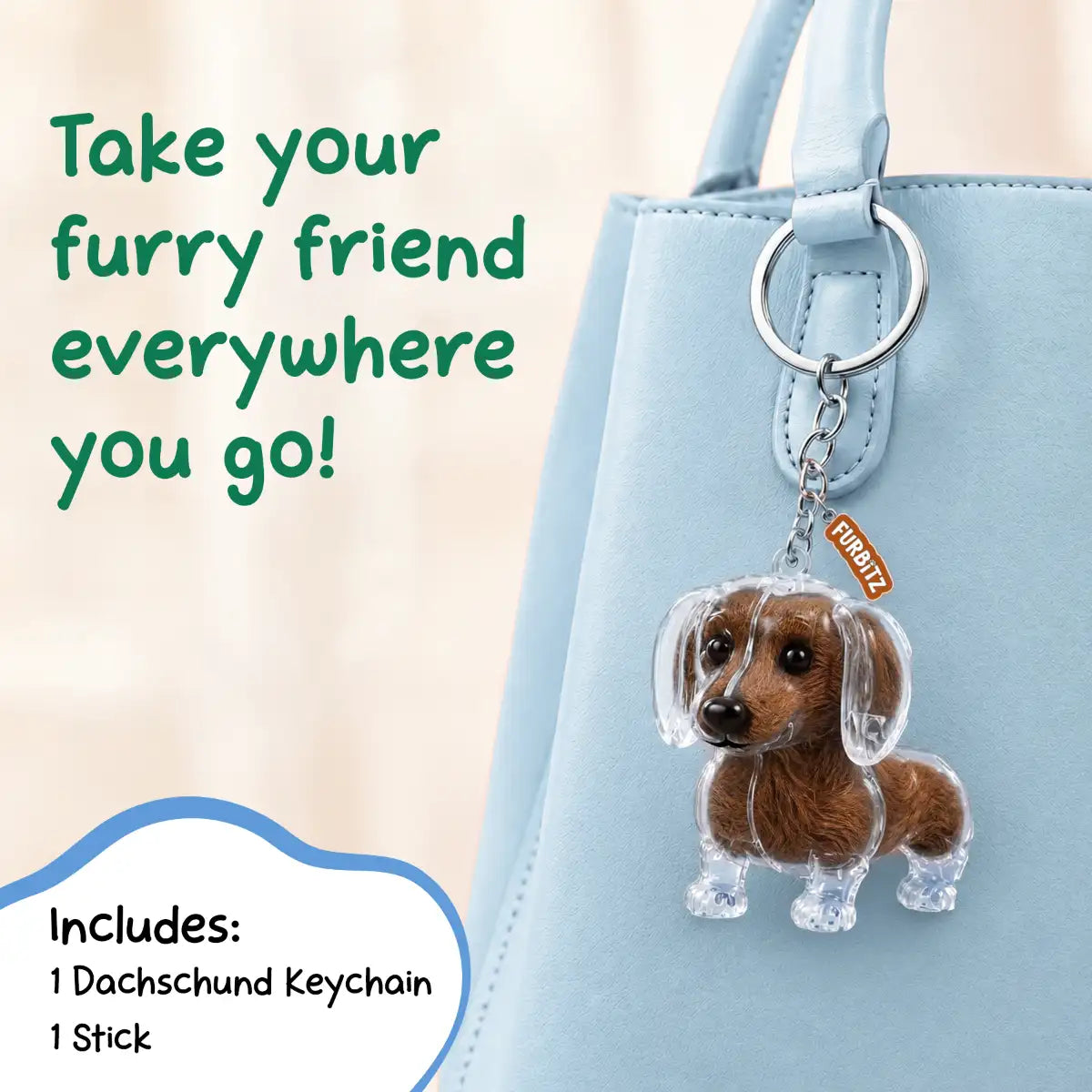 Furbitz - Dachshund Fur Keepsake Keychain