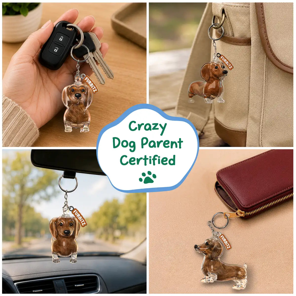 Furbitz - Dachshund Fur Keepsake Keychain