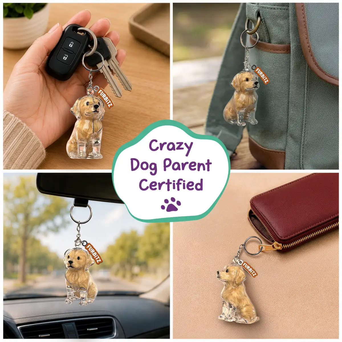 Furbitz  - Golden Retriever & Labrador Fur Keepsake Keychain