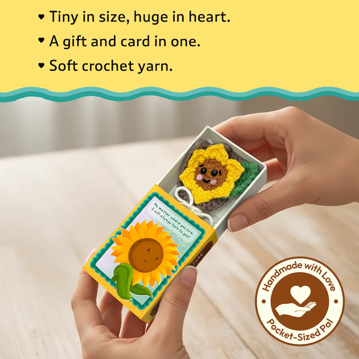 Matchbox Minis – Sunflower Crochet Keychain